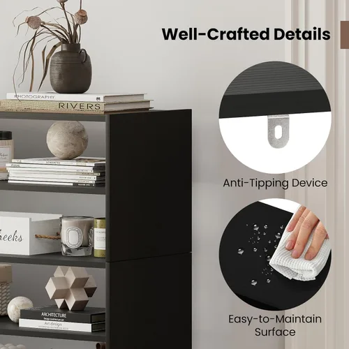 Vista 6 de Giantex zapatero vertical 3 en 1, organizador de almacenamiento de zapatos de 6 niveles de pie con diseño apilable para 18 pares, estante de zapatos