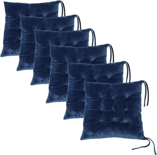 Vista 43 de Juego de 2 cojines para sillas de comedor con lazos, almohadilla antideslizante para silla de cocina para interior y tapete de asiento de comedor