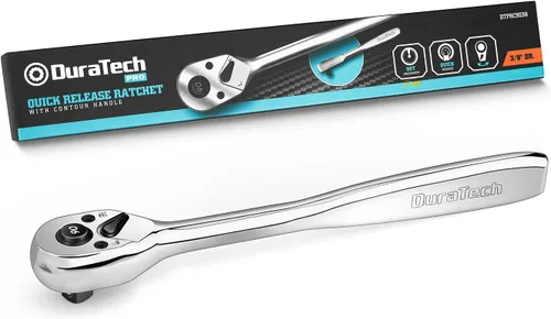 Vista 8 de DURATECH Llave de trinquete de accionamiento de 3/8" Resistencia a la suciedad, 90 dientes, aleación de cromo, totalmente pulido