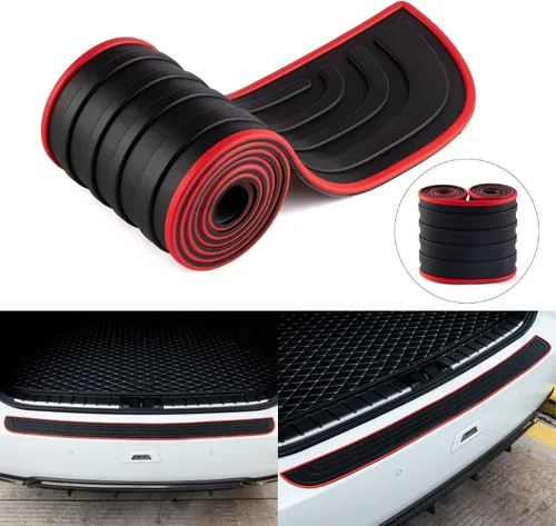 Vista 8 de Protector de parachoques trasero de automóvil, 33.07 pulgadas x 2.75 pulgadas, accesorios exteriores de maletero de goma universal antiarañazos Negro