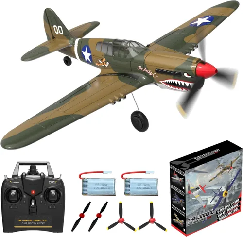 Vista 10 de Avión RC ANBURI, Avión de control remoto BF - 109 de 3 canales, 2.4GHz y estabilizador de giro de 6 ejes, 2 baterías incluidas, ideal para adultos