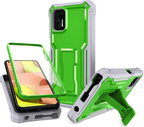 Vista 9 de FITO Funda para Moto G Stylus 2021, doble capa a prueba de golpes resistente para teléfono Motorola G Stylus 2021 con protector de pantalla, soporte