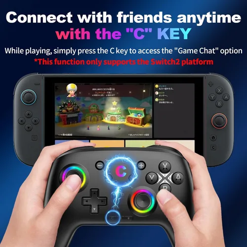 Vista 3 de Wireless Switch 2 Controller with Wake-up/C-Key, For Switch 2/1/Lite/OLED/PC/iPad/iPhone/Mac/Android/Steam/TV,Bluetooth Game Controller with