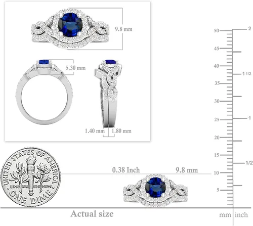 Vista 23 de Dazzlingrock Collection Juego de anillos de boda redondos de 0.228 in creados en laboratorio y diamantes blancos naturales para mujer