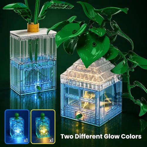 Vista 3 de Juego de construcción botánica, orquídea y potos, jarrones iluminados
