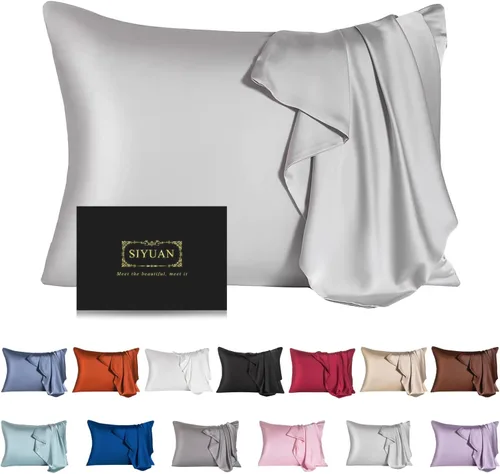 Vista 8 de Funda de almohada de seda de morera para cabello y piel - Funda de almohada de seda refrescante con cremallera oculta, de doble lado, suave