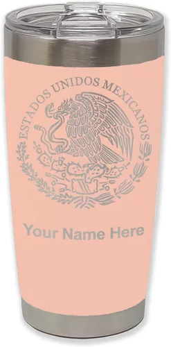 Vista 32 de LaserGram - Vaso personalizado de 20 onzas, bandera de México (negro)