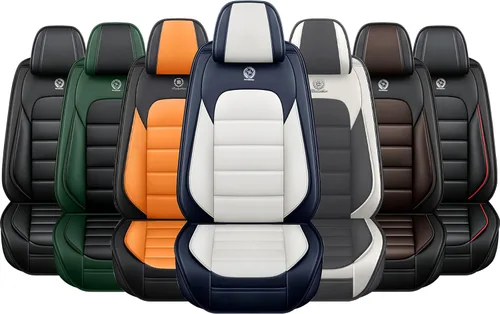 Vista 7 de Fundas de asiento para Chevrolet Chevy Aveo 2004-2011, funda de asiento de automóvil de piel sintética, compatible con bolsa de aire, protector