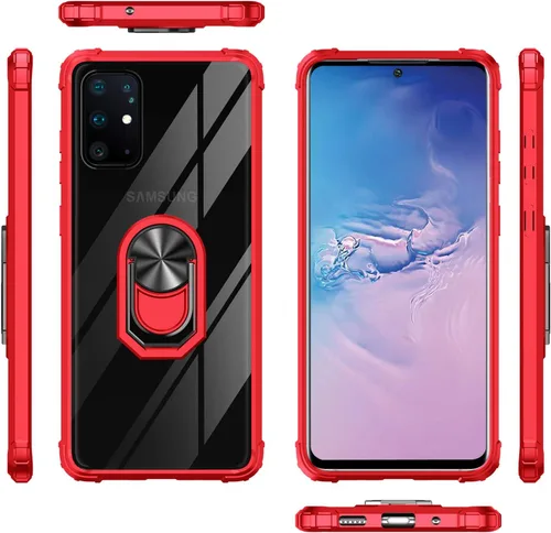 Vista 8 de Great ATRULY - Carcasa con función atril para Samsung Galaxy S20 Plus de 6.7 pulgadas, protección contra caídas Galaxy S20 + funda transparente Negro