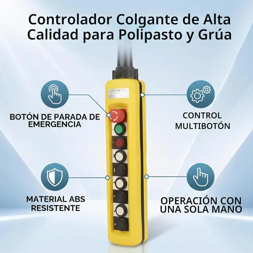 Vista 3 de Garosa Interruptor de botón pulsador de elevación de 6 vías, estación de control colgante de grúa, controlador colgante de elevación, parada