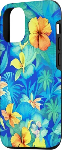 Vista 2 de Funda estética para iPhone 15 con flores de hibisco floral hawaiano tropicales