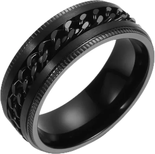 Vista 9 de Anillo giratorio giratorio de acero inoxidable 316L de 0.316 pulgadas para hombres y mujeres, cadena para aliviar la ansiedad, llave griega, runas