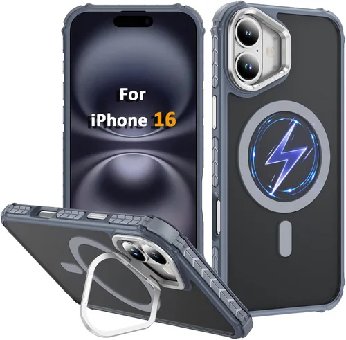 Vista 58 de Funda KETGII para iPhone 13, para iPhone 14, compatible con MagSafe, carga inalámbrica, resistente, a prueba de golpes, pata ajustable, delgada
