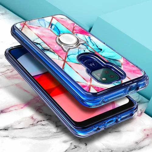 Vista 3 de NGB Supremacy Funda para Moto G Play 2021 con protector de pantalla de vidrio templado (cobertura máxima) soporte de anillo/correa de muñeca, funda