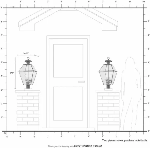Vista 2 de Livex Lighting 2388-04 Westover - Cabezal de poste para exteriores con 4 luces, color negro