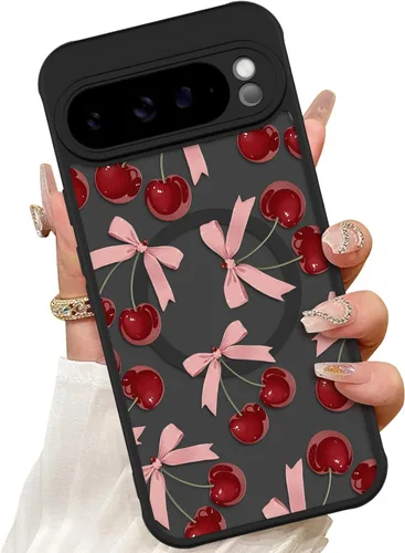 Vista 15 de ZIYE Funda magnética para Google Pixel 9 Pro XL de 6.8 pulgadas [compatible con MagSafe] funda de policarbonato duro y TPU suave con flor de cerezo