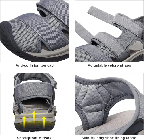 Vista 5 de GOLDEN CAMEL Sandalias de senderismo para hombre, impermeables, deportivas, puntera cerrada, sandalias de agua para exteriores, ligeras