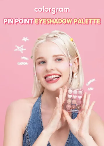 Vista 2 de COLORGRAM Paleta de sombras de ojos Pin Point 01 Peach+Coral = Ultra mezclable mate, purpurina, tonos brillantes para maquillaje diario Paleta