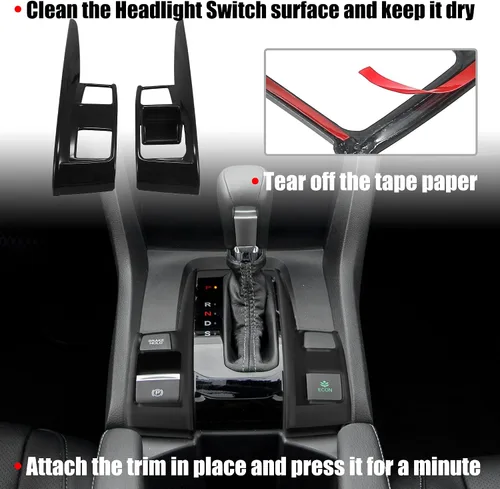 Vista 11 de X AUTOHAUX - Adhesivos para panel de cambios para Honda Civic 16-21 pares