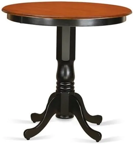 Vista 3 de East West Furniture JACH3-BLK-C - Juego de mesa de comedor de 3 piezas de altura de mostrador contiene una mesa redonda de madera con pedestal y 2
