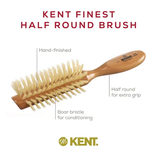 Vista 12 de Kent LC7 Cepillos de pelo medio radiales para mujer, cepillo de pelo rizado hecho de madera de cerezo, cepillo de cerdas de jabalí natural blanco