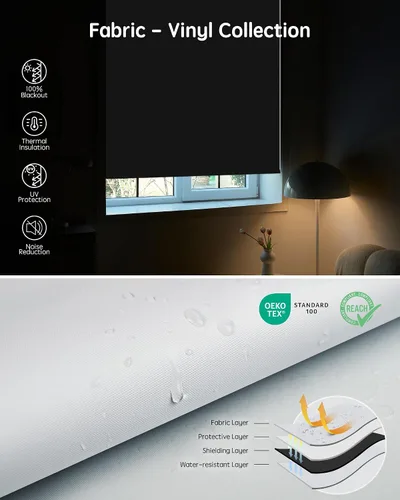 Vista 6 de Yoolax Persianas eléctricas impermeables con control remoto para ventanas, persianas eléctricas opacas, persianas enrollables motorizadas funcionan