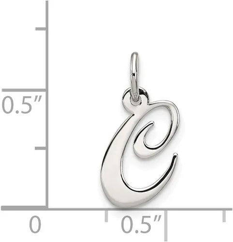 Vista 2 de Collar con colgante de plata de ley 925 pulida y pequeña letra de escritura personalizada, monograma con inicial C, medidas de 0.64 x 0.39 pulgadas