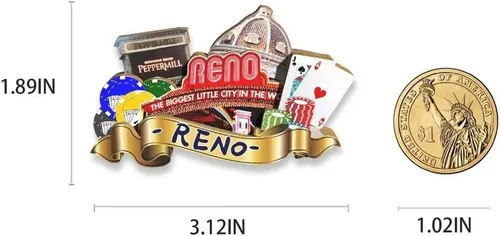 Vista 3 de Imán de nevera con imán de Reno de Estados Unidos, monumentos de madera 3D, decoración de recuerdos coleccionables, de viaje, hecho a mano