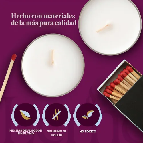 Vista 3 de Lerner - Velas de té en tazas transparentes, 50 unidades, velas de té blanco de 6 horas de combustión prolongada, velas calentadoras de té