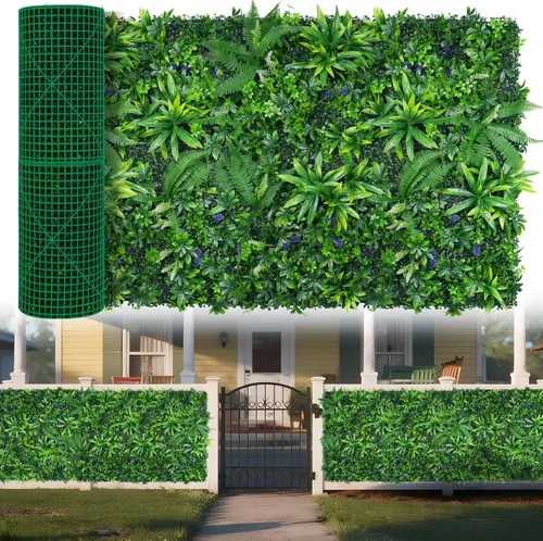 Vista 13 de Yangrass Paneles de Pared de Césped, 40"x120" (33.33 pies cuadrados) Rollo de Seto de Boj Artificial Pantalla de Privacidad, Decoración de Pared