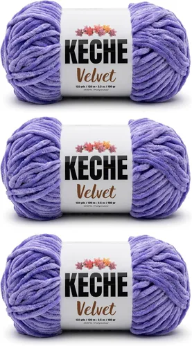 Vista 177 de Keche Hilo para ganchillo, hilo de terciopelo, chenilla suave, manta de bebé voluminosa amigurumi Yarn 3.53 oz (132 yardas) - Arona