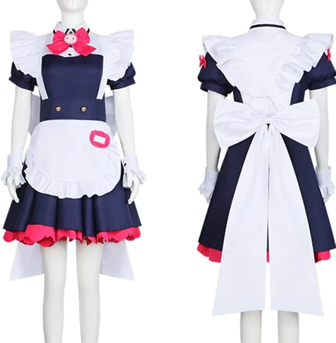 Vista 3 de AIUKAKP Akiba Maid War - Disfraz de sirvienta Wahira Nagomi, disfraz de sirvienta de hombre Ranko, vestido de sirvienta rosa, uniforme de Halloween