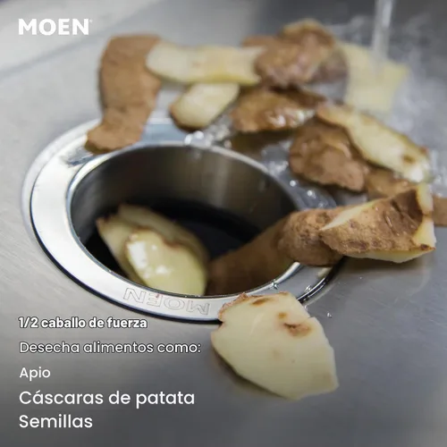 Vista 4 de Moen Prep Series PRO GXP50C - Triturador de basura compacto de alimentación continua para fregadero de cocina con cable de alimentación