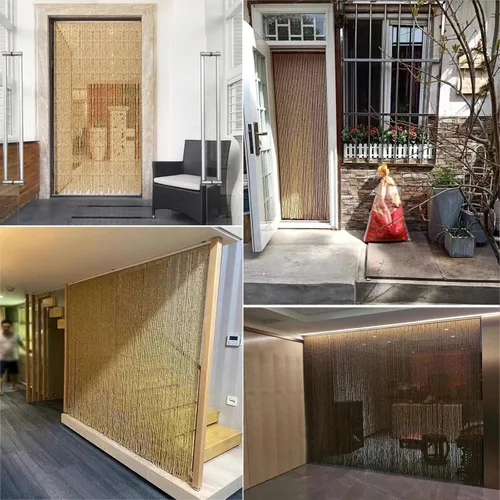 Vista 7 de Cortina de madera con cuentas para puerta, cortinas divisoras de habitación, cortina de decoración de cuentas de bambú para puertas, para pasillo
