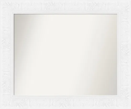 Vista 26 de Amanti Art Espejo de baño plateado para sobre el fregadero, espejo cuadrado de níquel cepillado de 30 x 30 pulgadas, marco moderno grande, se cuelga