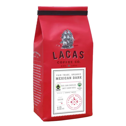Vista 3 de Lacas Coffee Company Justo Comercio Orgánico Mexicano Oscuro - Chiapas Grano Entero 5 libras.