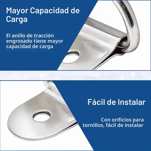 Vista 3 de Anclajes de amarre en forma de D de acero inoxidable, 20 piezas