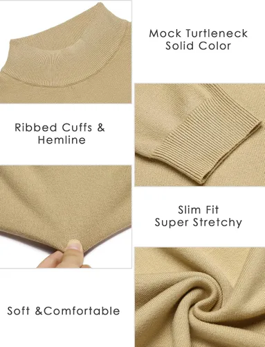 Vista 5 de COOFANDY Suéter de cuello alto falso para hombre casual básico de punto térmicos para hombre