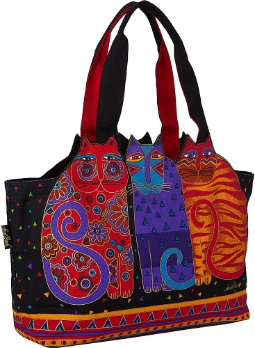 Vista 4 de Feline Friends Cats - Bolso grande con hombros recortados, color negro, Negro -, Bolso