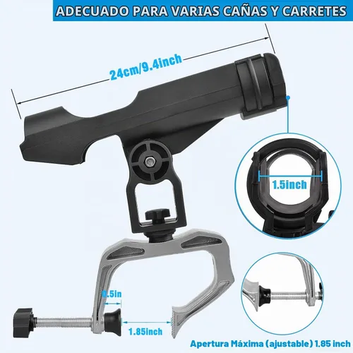 Vista 5 de LBW Automatic Spring Fishing Rod Holder for Ground Bank Fishing Pole Holder Hook Setter Adjustable High Sensitivity Stainless Steel Spring Loaded