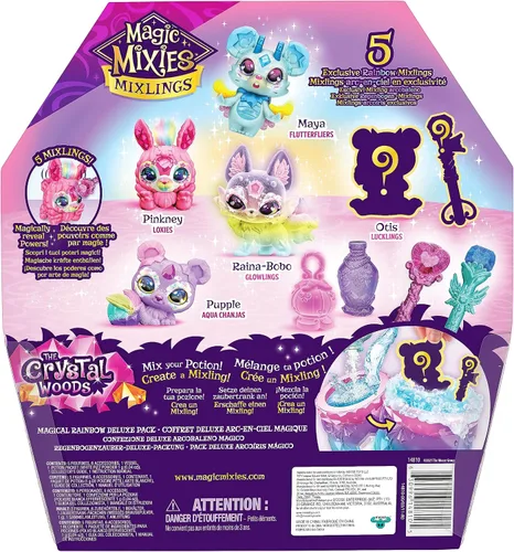 Vista 3 de Magic Mixies El paquete de lujo Magical Rainbow de Mixlings contiene 5 mezclas exclusivas con un poder mágico único de arco iris, incluyendo 1