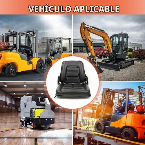 Vista 7 de Asiento universal de carretilla elevadora, asiento de tractor con respaldo de ángulo ajustable, micro interruptor y deslizante, para tractor