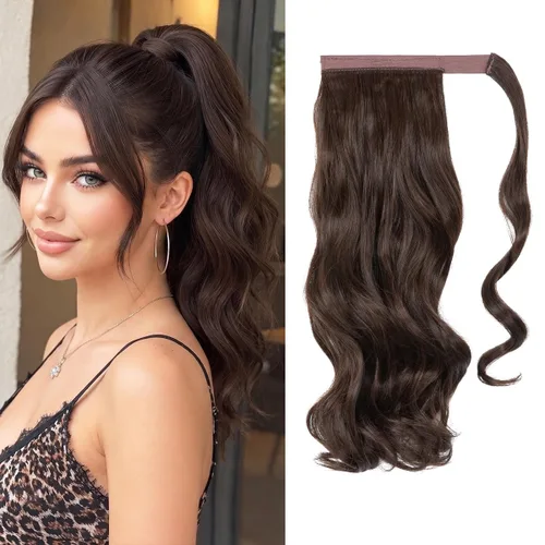 Vista 31 de CJL HAIR 14" Extensión de cola de caballo corta con cabello rizado y ondulado, clip en la cola de caballo, extensión de pelo sintético falso