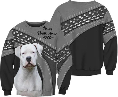 Vista 4 de DOGSOCUTE.COM Dog Never Walk Alone - Sudadera con capucha 3D con estampado de cara de perro, capa de forro polar cepillado cálido