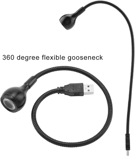 Vista 5 de Luz de computadora de cuello de cisne, lámpara de escritorio portátil USB LED de cuello flexible de 1 W, lámparas con puerto de carga USB para 04