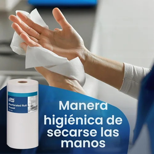 Vista 5 de Tork HB9201 Rollo de toallas perforadas de tamaño conveniente blanco, certificado compostable, 30 x 120 toallas