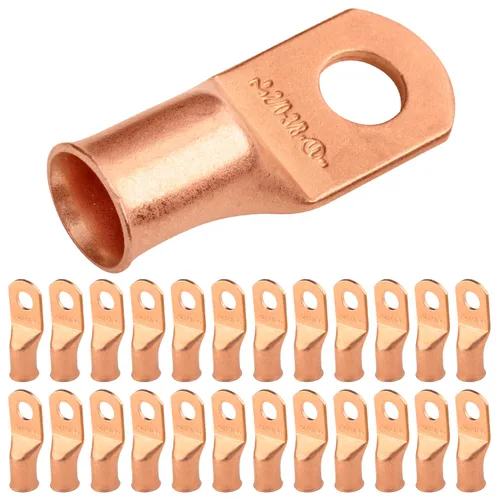 Vista 254 de SELTERM - 5 terminales de anillo resistentes para cable de batería, calibre 1/0 AWG, pernos de 1/2 pulgadas, terminales de calibre 0, ojales