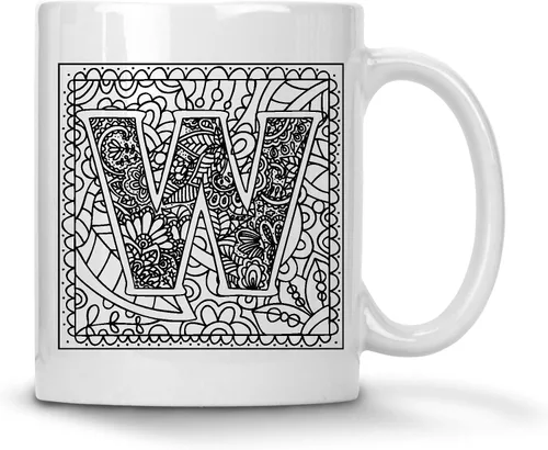 Vista 21 de Alankathy Mugs Taza de café monograma, 11 oz, color blanco (A)