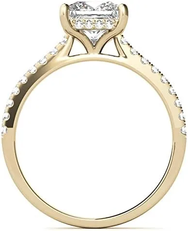 Vista 5 de IGI - Anillo de compromiso de diamantes de talla princesa blanca de 0.80 quilates con certificación IGI en oro rosa amarillo blanco de 14 quilates