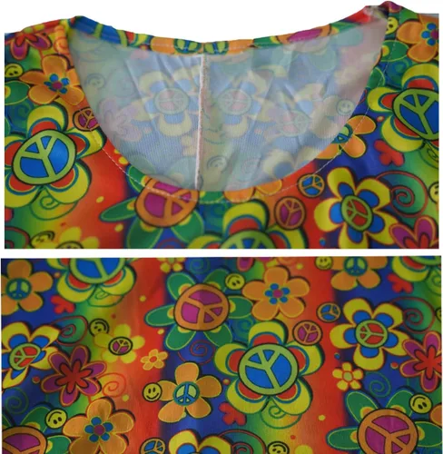 Vista 8 de Disfraz hippie con flecos para mujer de los años 60 y 70